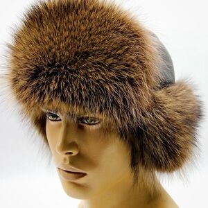 Genuine Tanuki Raccoon fur/leather hat.